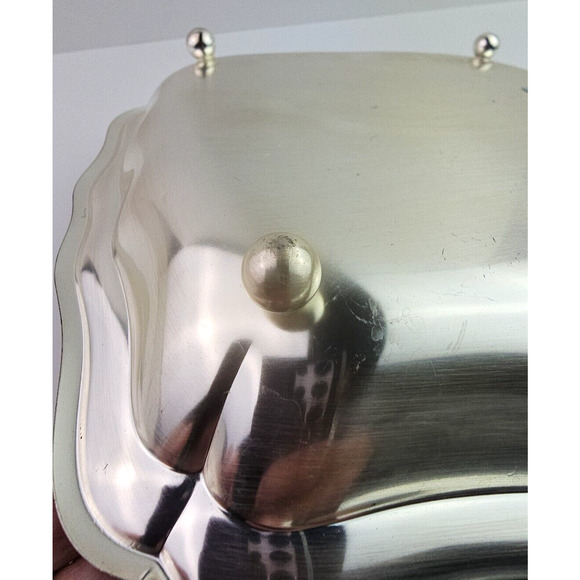 WMF IKORA Made in Germany EP BRASS 4-Footed Brushed Square Bowl Vintage 9.75 in - Picture 9 of 11